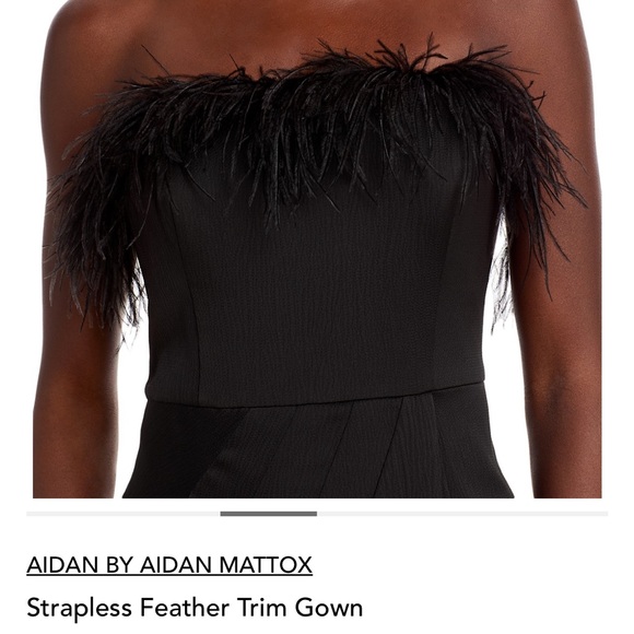 Aidan by Aidan Mattox Strapless Feather Trim Gown - Picture 7 of 8